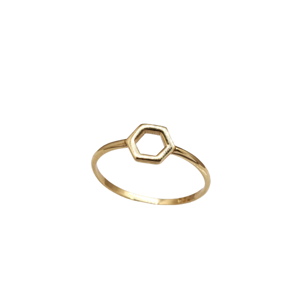 Anel Falange Hexagonal Ouro 18k