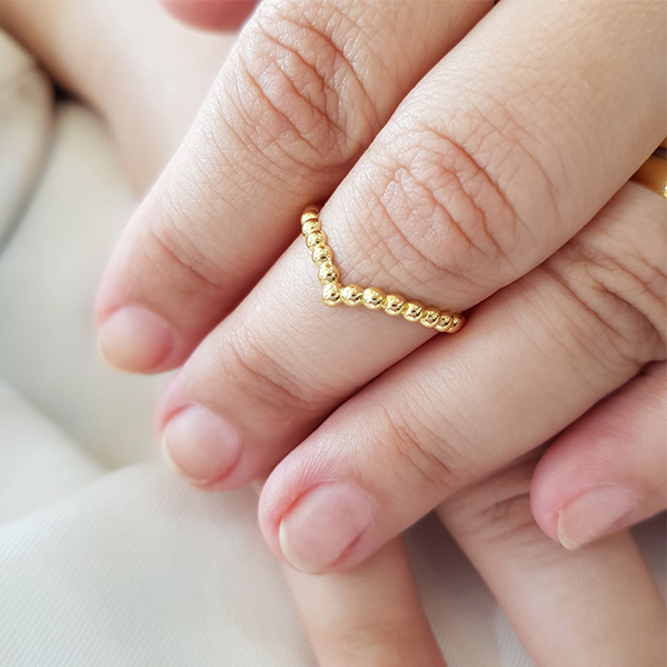 Anel Falange Asa Delta Esferas em Ouro 18k