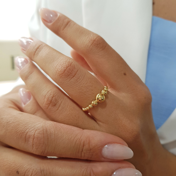 Anel Esferas em Ouro 18k