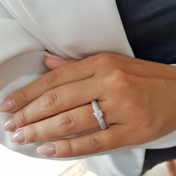 Anel Solitário Prata 925 Zircônias