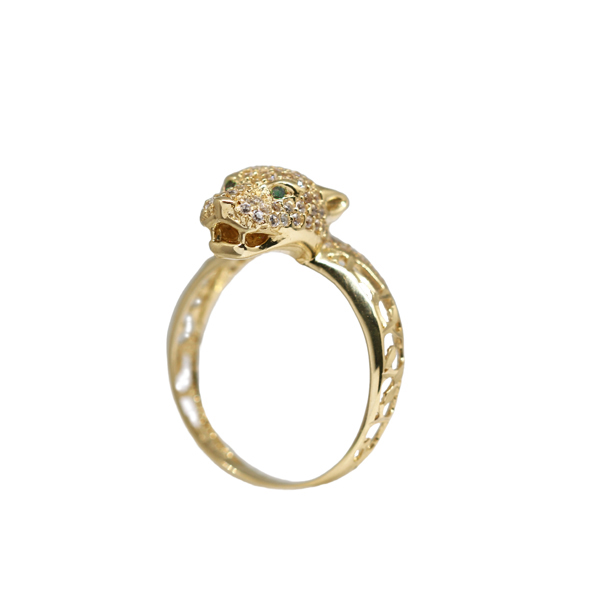 Anel Pantera em Ouro 18k Zircônias
