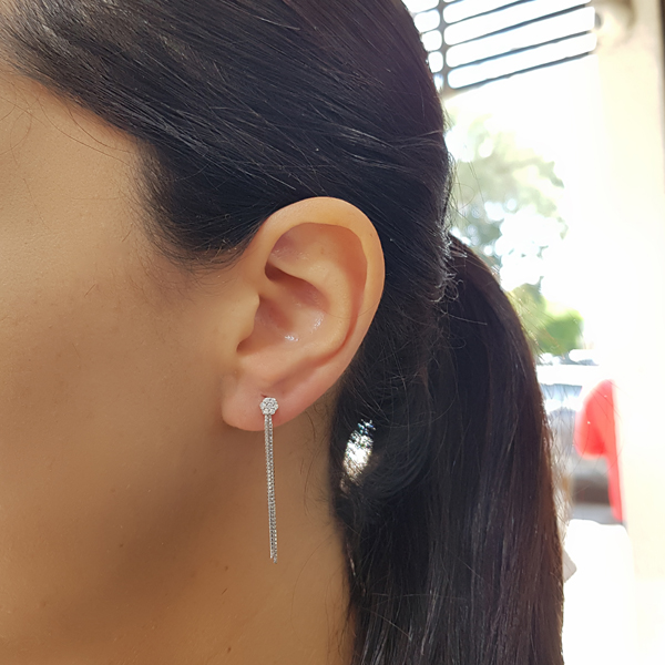 Brinco Franja em Prata 925 e Zircônia