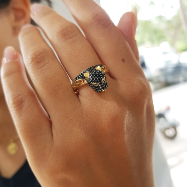 Anel Pantera em Ouro 18k e Zircônias