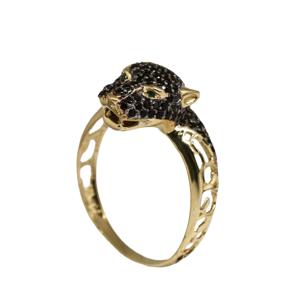 Anel Pantera em Ouro 18k e Zircônias