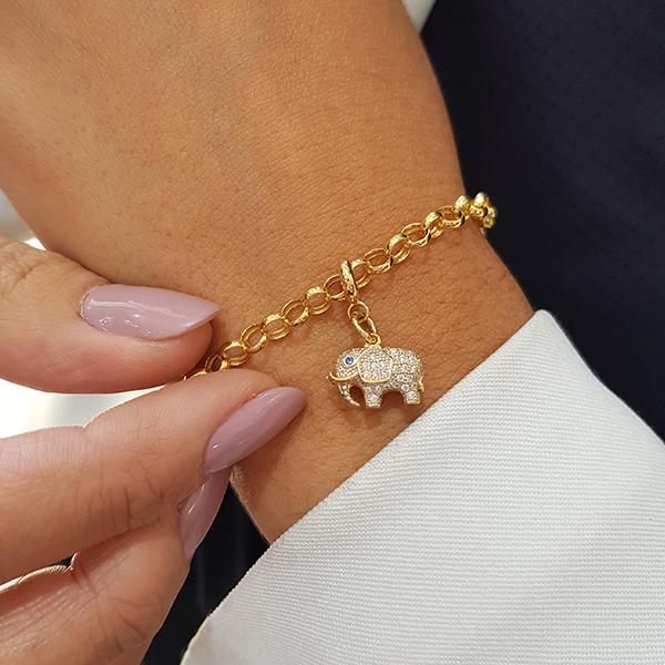 Pulseira Berloque Elefante em Ouro 18k