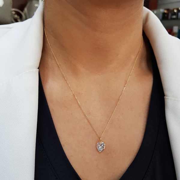Kit Cordão e Pingente Coração Zircônia Ouro 18k