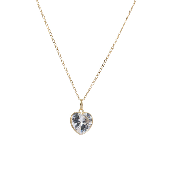 Kit Cordão e Pingente Coração Zircônia Ouro 18k