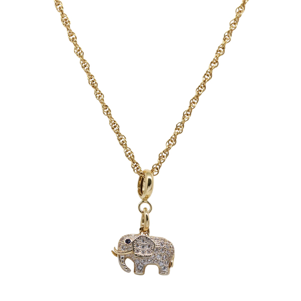 Kit Cordão Ouro 18k e Pingente Elefante em Ouro 18k