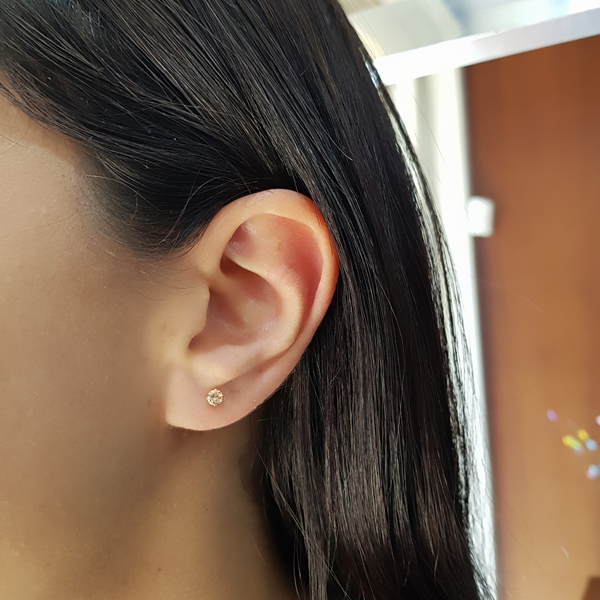 Brinco Ponto de Luz 3mm Ouro 18k Zircônia