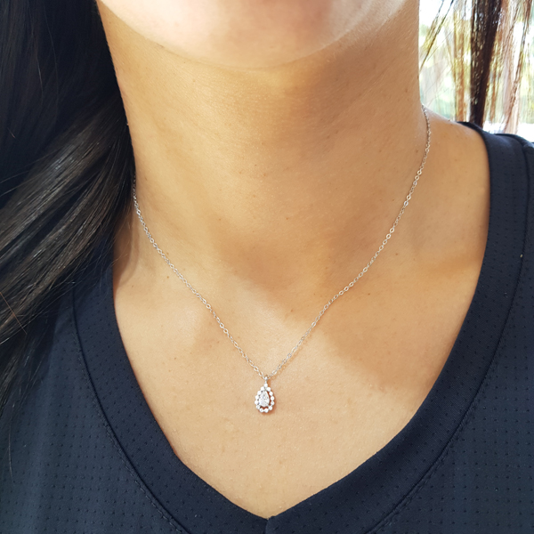 Gargantilha Gota em Prata 925 e Zircônias