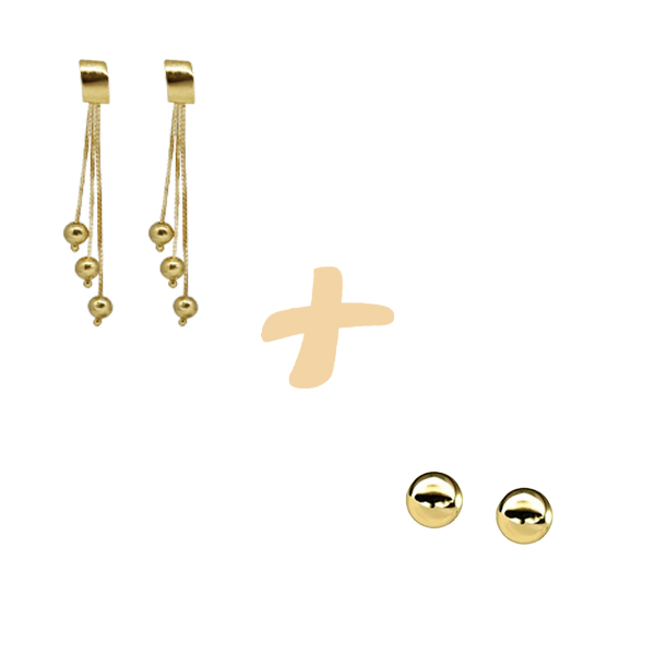 Kit 2 Pares Brinco Ouro 18k