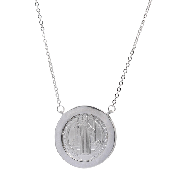 Gargantilha Medalha São Bento Prata 925