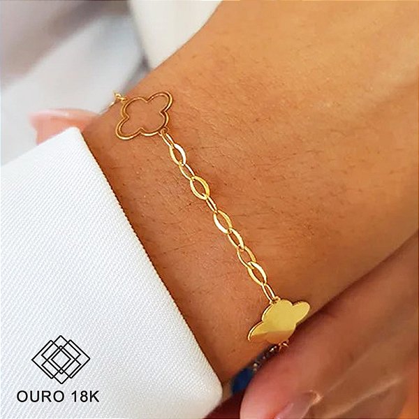 Pulseira Elos Trevo Ouro 18k