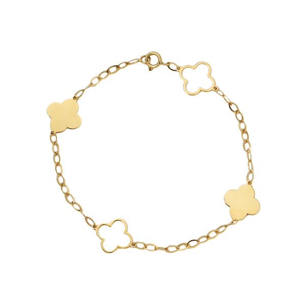 Pulseira Elos Trevo Ouro 18k