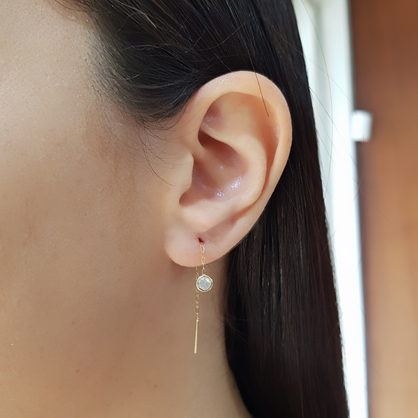 Brinco Fio Ponto de Luz em Ouro 18k