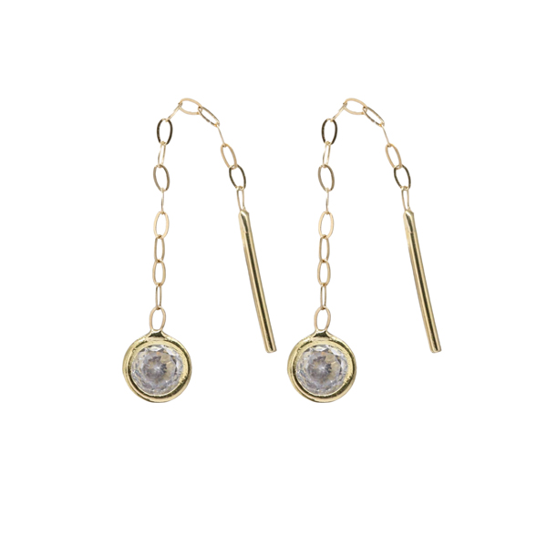 Brinco Fio Ponto de Luz em Ouro 18k
