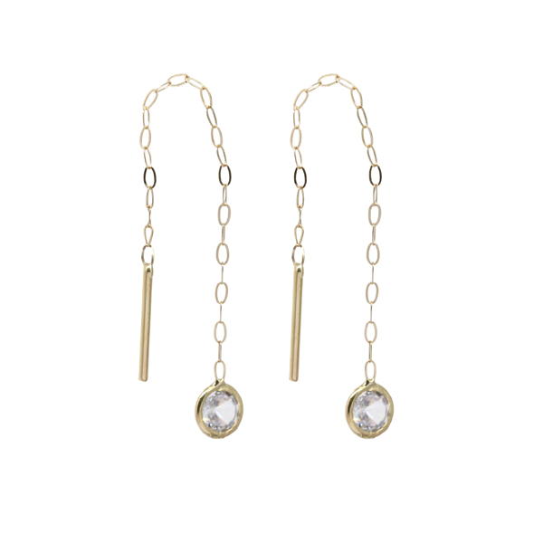 Brinco Fio Ponto de Luz em Ouro 18k