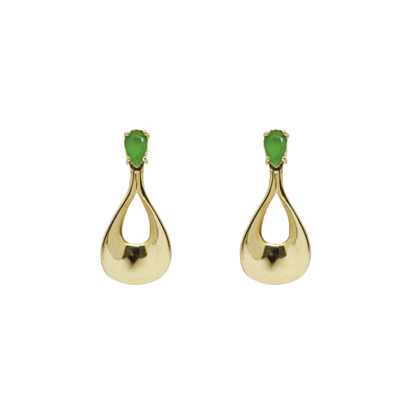 Brinco Gota em Ouro 18k Zircônia Verde
