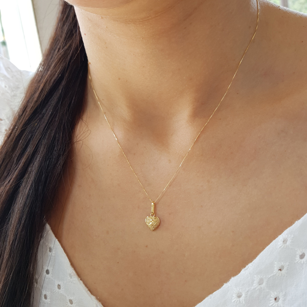 Kit Cordão Veneziando e Pingente Coração em Ouro 18k