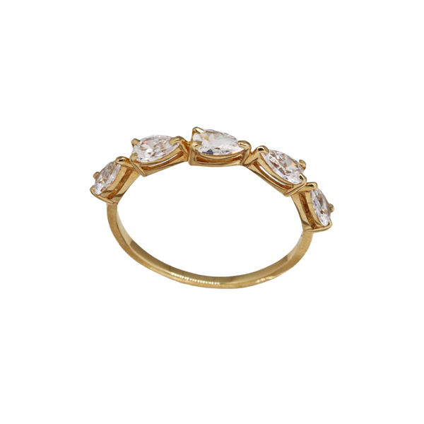 Anel Aparador Gotas em Ouro 18k Zircônia