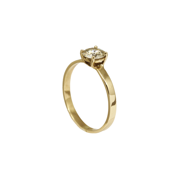 Anel Solitário Ouro 18k e Moissanite