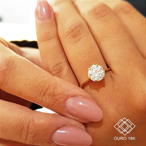 Anel Solitário Ouro 18k - Diamante Laboratório 1,5 Quilate