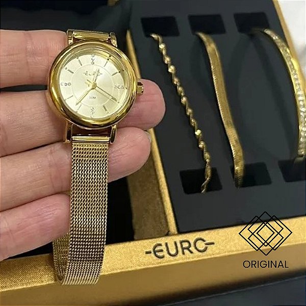 Kit Relógio Euro Feminino Dourado Eu2036ywh/k4d