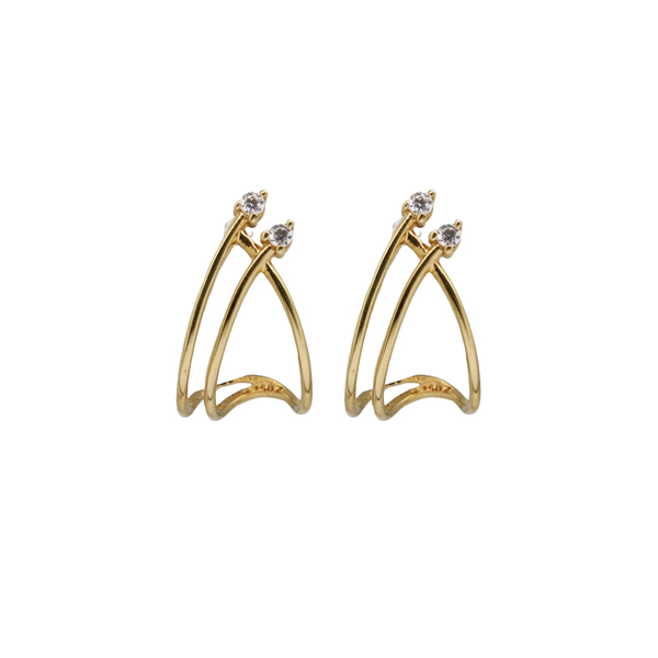 Brinco Aros em Ouro 18k e Zircônias
