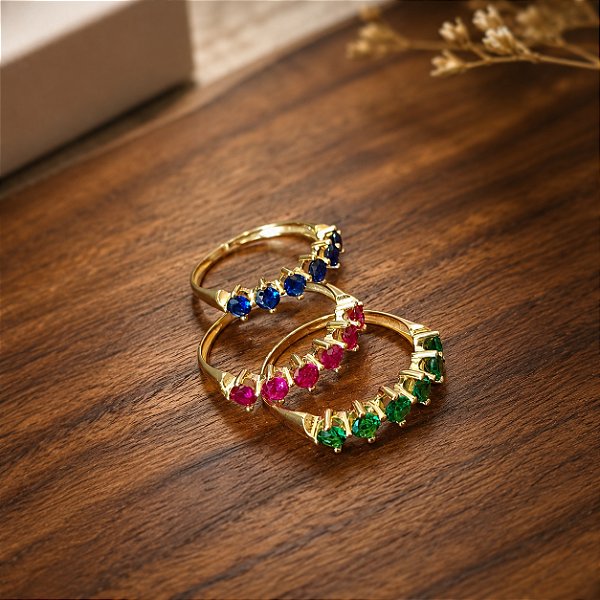 Conjunto 3 peças - Anéis Ouro 18k