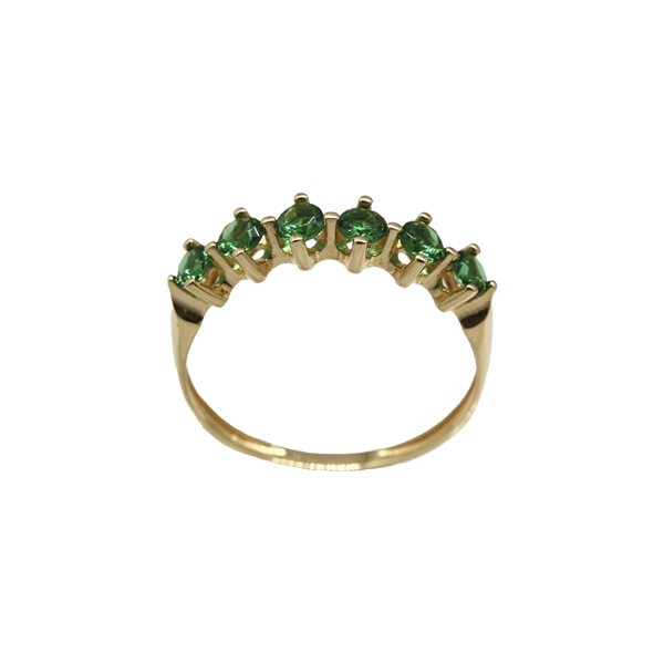 Anel Meia Aliança em Ouro 18k e Zircônia Verde