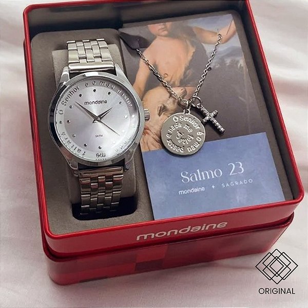 Kit Relógio Mondaine Salmo 33 Feminino Prata 99748l0mkne3k1