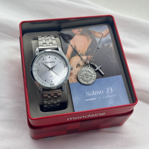 Kit Relógio Mondaine Salmo 33 Feminino Prata 99748l0mkne3k1