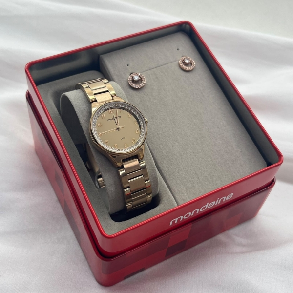 Kit Relógio Mondaine Feminino Rosê 32730lpmkre3k1