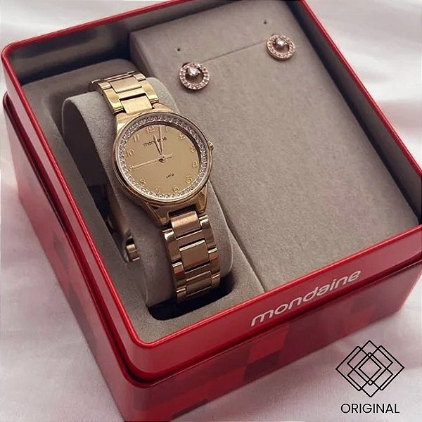 Kit Relógio Mondaine Feminino Rosê 32730lpmkre3k1