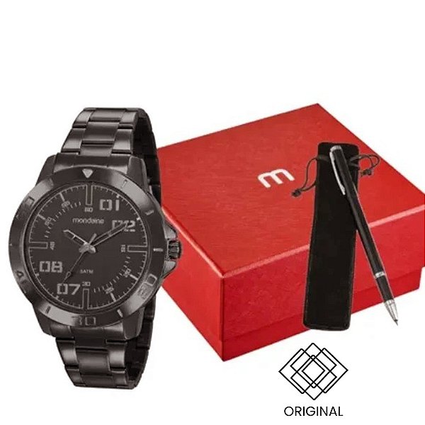 Kit Relógio Mondaine Masculino Preto 99406gpmvpe2k2