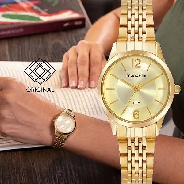 Relógio Mondaine Feminino Dourado 32698lpmvde1