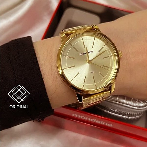 Kit Relógio Mondaine Feminino Dourado 99718lpmvde1k2
