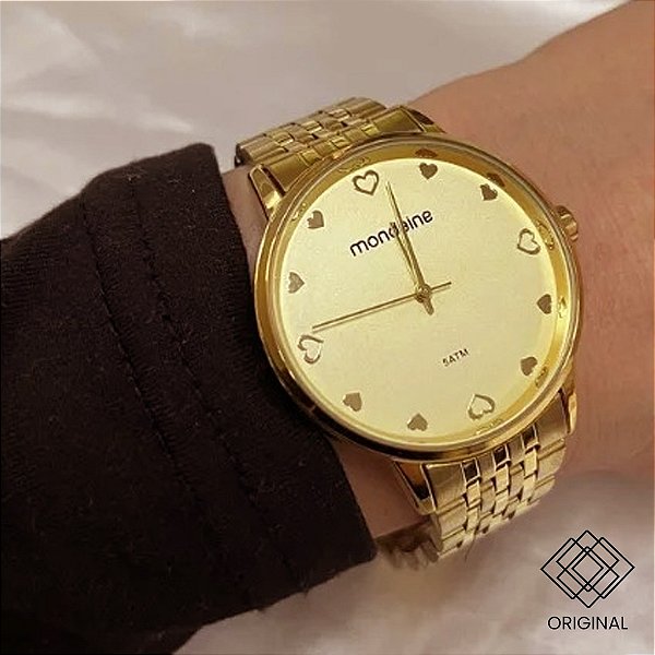 Kit Relógio Mondaine Feminino Dourado 99879lpmkde1k1