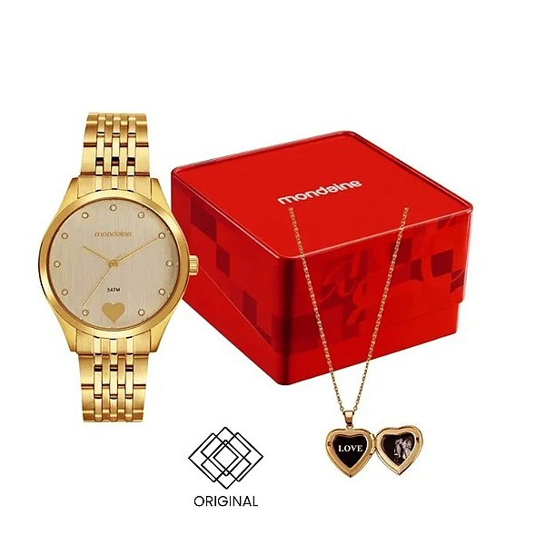 Kit Relógio Mondaine Feminino Dourado 99866lpmvde1k1