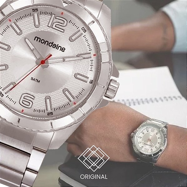 Kit Relógio Mondaine Masculino Prata 32637g0mvne1k2