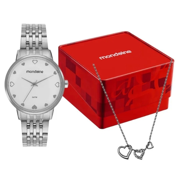Kit Relógio Mondaine Feminino Prata 99879l0mkne2k1