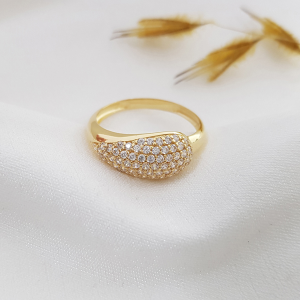 Anel Bold em Ouro 18k e Zircônias