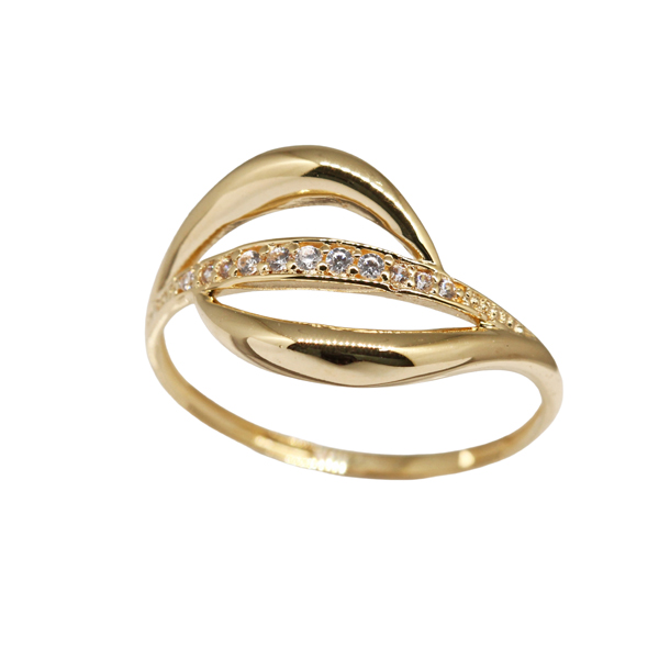 Anel Vazado em Ouro 18k e Zircônias