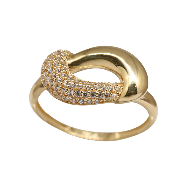Anel Vazado em Ouro 18k e Zircônias