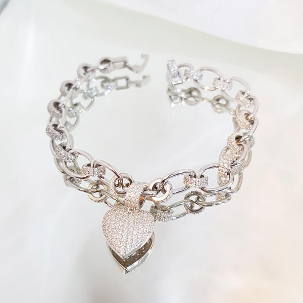 Pulseira Elos Prata 925 Zircônias