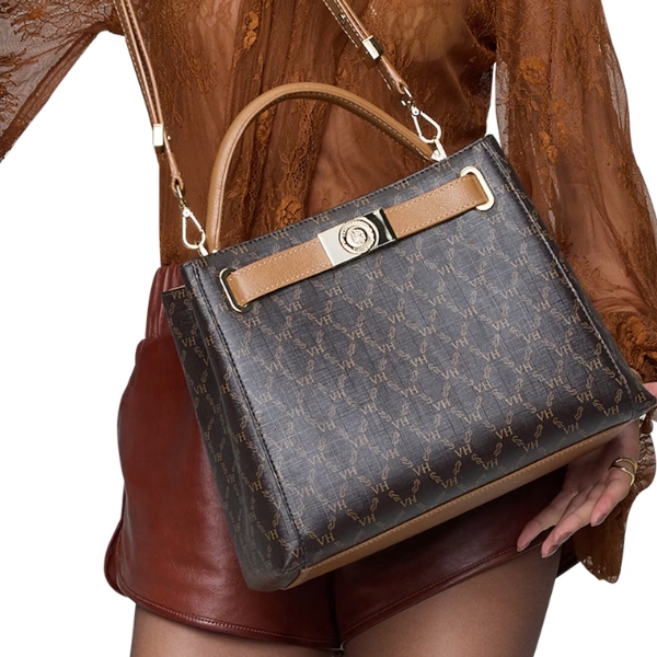 Bolsa Victor Hugo Milano Belmont Coffee Cuoio