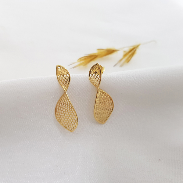 Brinco Folha Filigrana em Ouro 18k