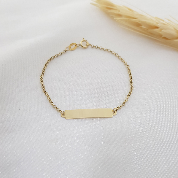 Pulseira Infantil Plaquinha em Ouro 10k