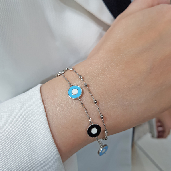 Pulseira Dupla Olho Grego em Prata 925