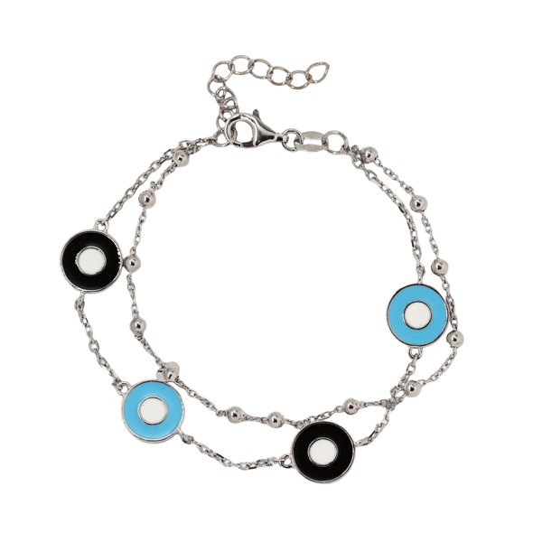 Pulseira Dupla Olho Grego em Prata 925